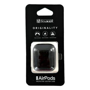 NEW in Pkg ICARER Black Leather AirPods Protective Case